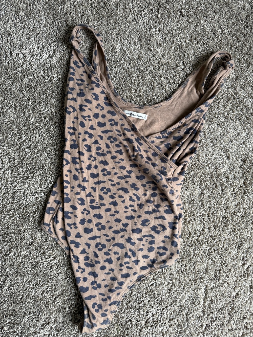 Abercrombie & Fitch Tan and Black Leopard Wrap Bodysuit